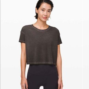 Lululemon Cates Crop Tee in Washed Black